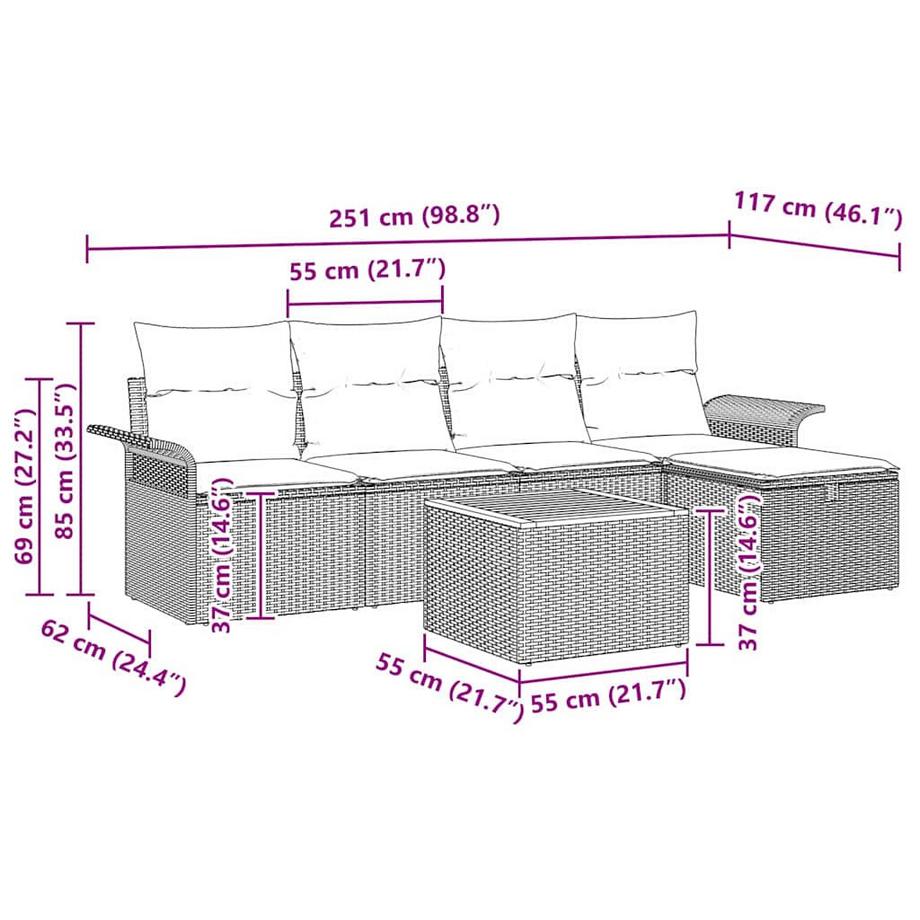 VidaXL Ensemble de canapé de jardin poly rattan  