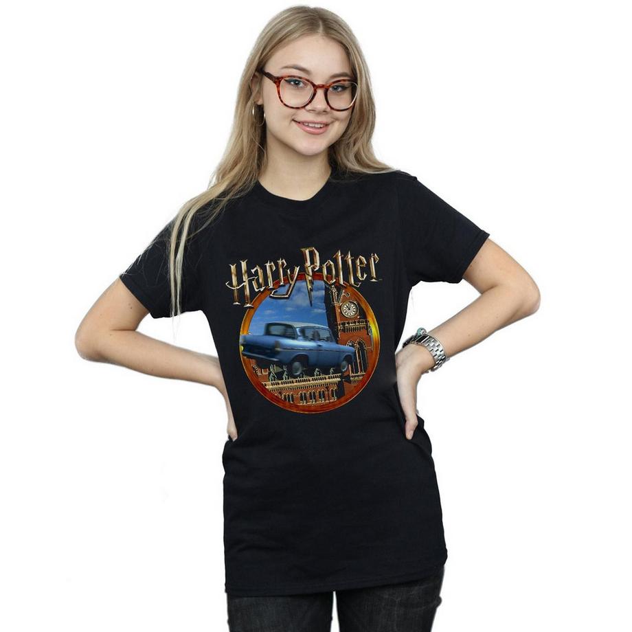 Harry Potter Fliegendes Auto Bedrucktes T-Shirt  