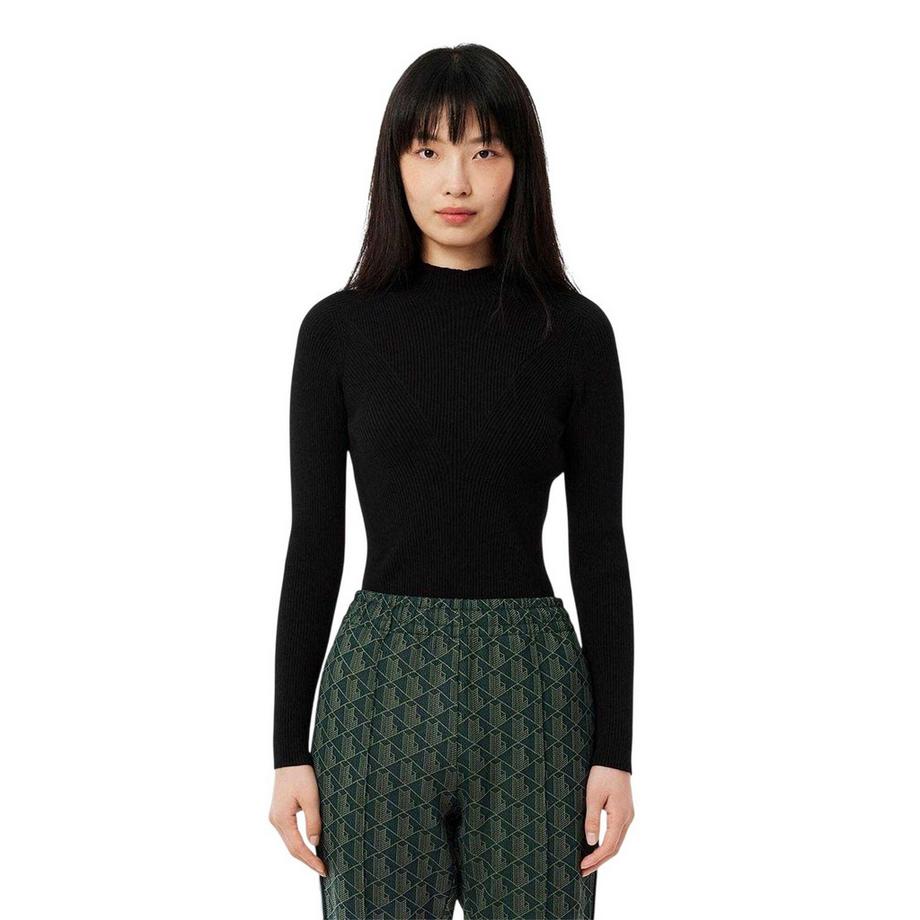 LACOSTE Top in Maglione a Coste con Logo  