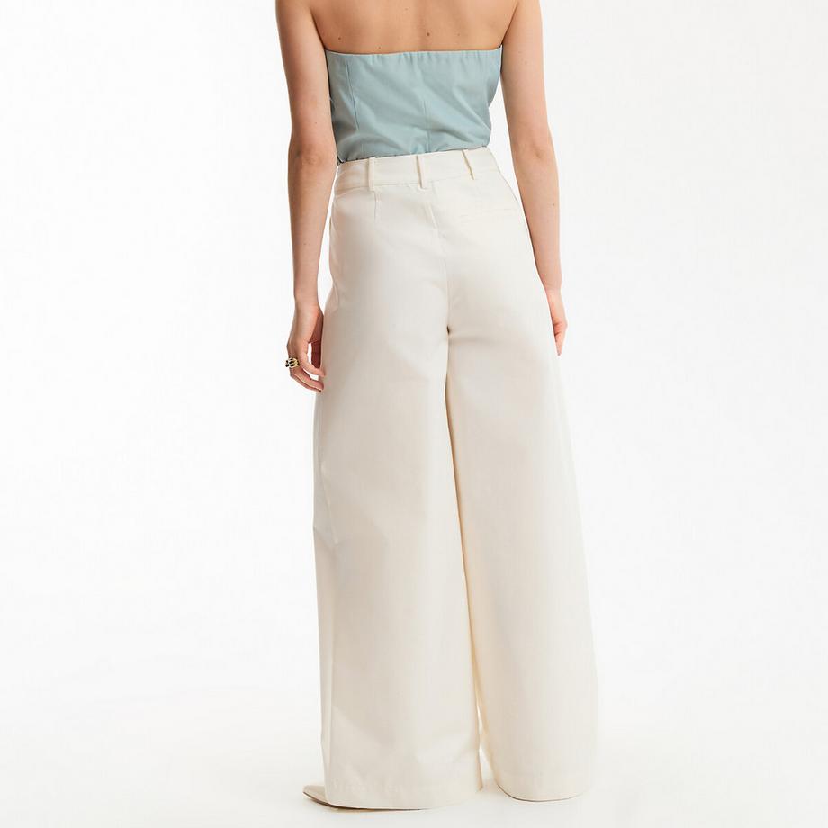 La Redoute Collections Weite Hose mit Abnähern aus Baumwollmischgewebe  