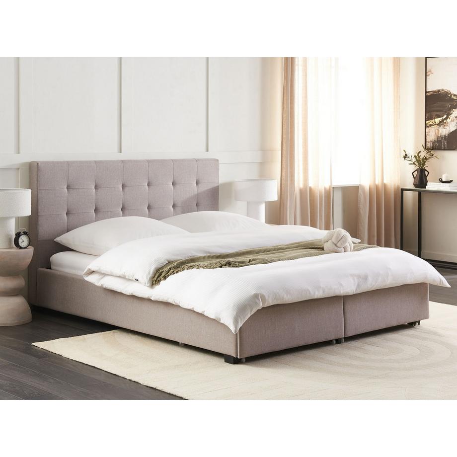 Beliani Lit avec coffre de rangement en Polyester Glamour ROCHELLE  