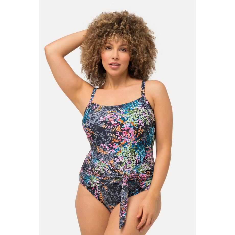 Ulla Popken Badeanzug Punktmuster Wickeloptik Softcups Recycelt  