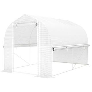 Northio Serre Serre à film 3 x 2 x 2 m avec 4 fenêtres et porte, parois latérales enroulables, tunnel à film résistant aux UV, serre à tomates avec cadre en acier galvanisé, blanc  