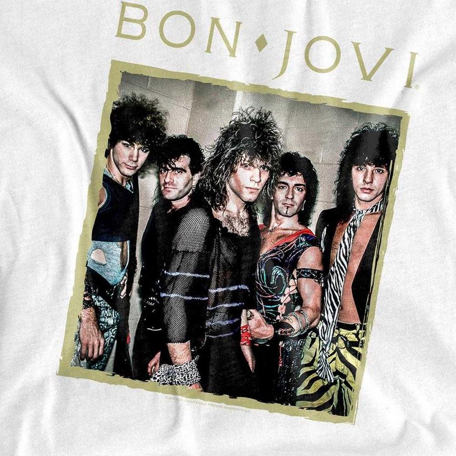 Bon Jovi T-Shirt Manches Longues avec Imprimé Graphique Encadré  