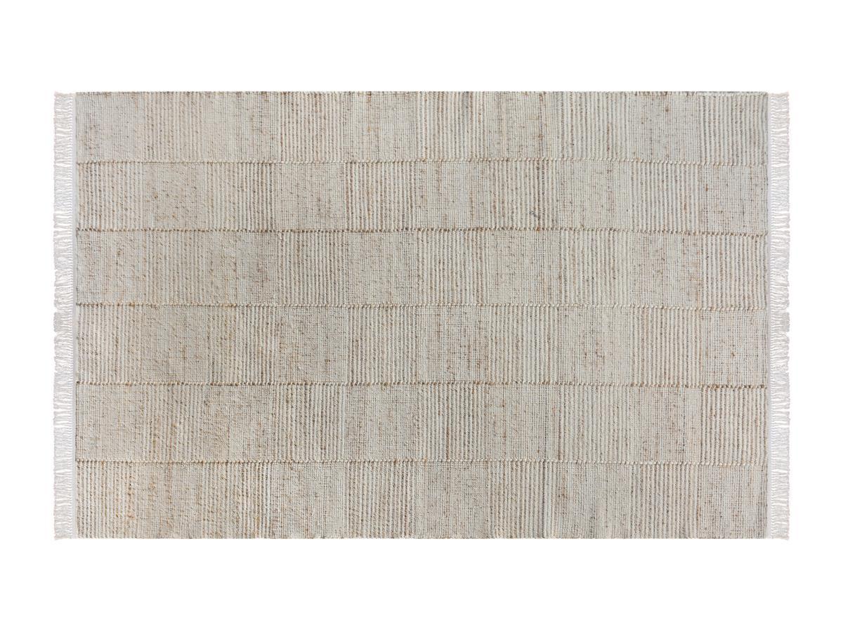 Vente-unique  Tapis en jute et laine fait à la main - 200 x 290 cm - 1200g/m2 - Naturel - TAKORADI 