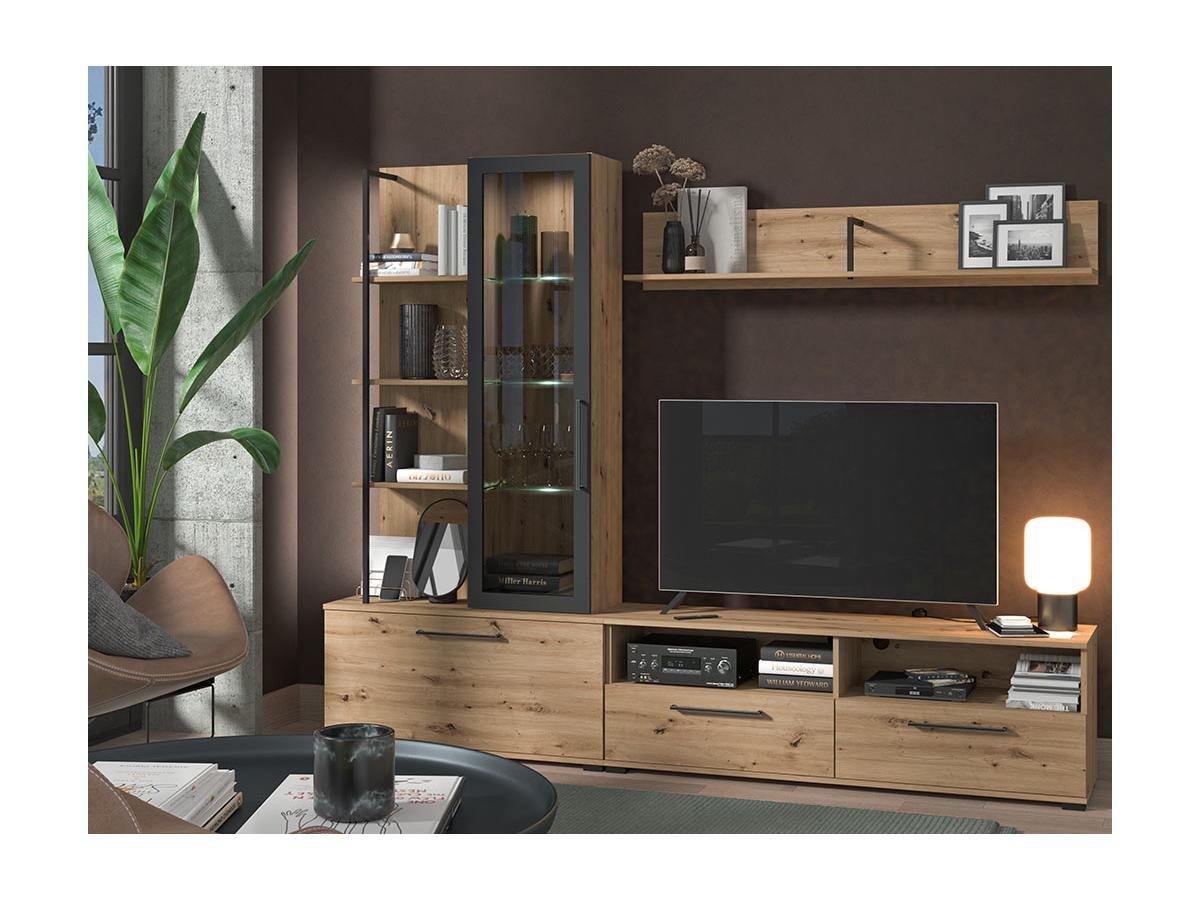 Vente-unique TVWand mit Stauraum DUBLIN Eiche  