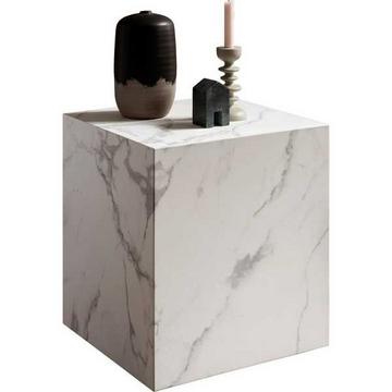 Table d'appoint effet marbre blanc 45x45