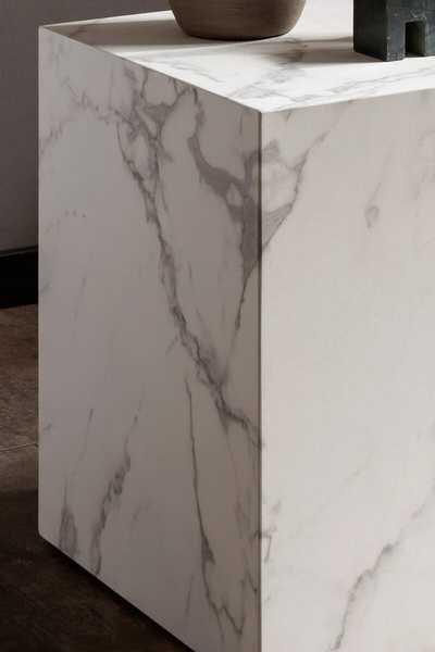 mutoni Table d'appoint effet marbre blanc 45x45  
