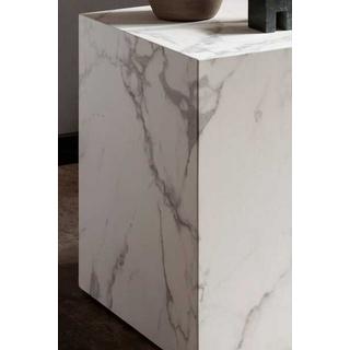 mutoni Table d'appoint effet marbre blanc 45x45  