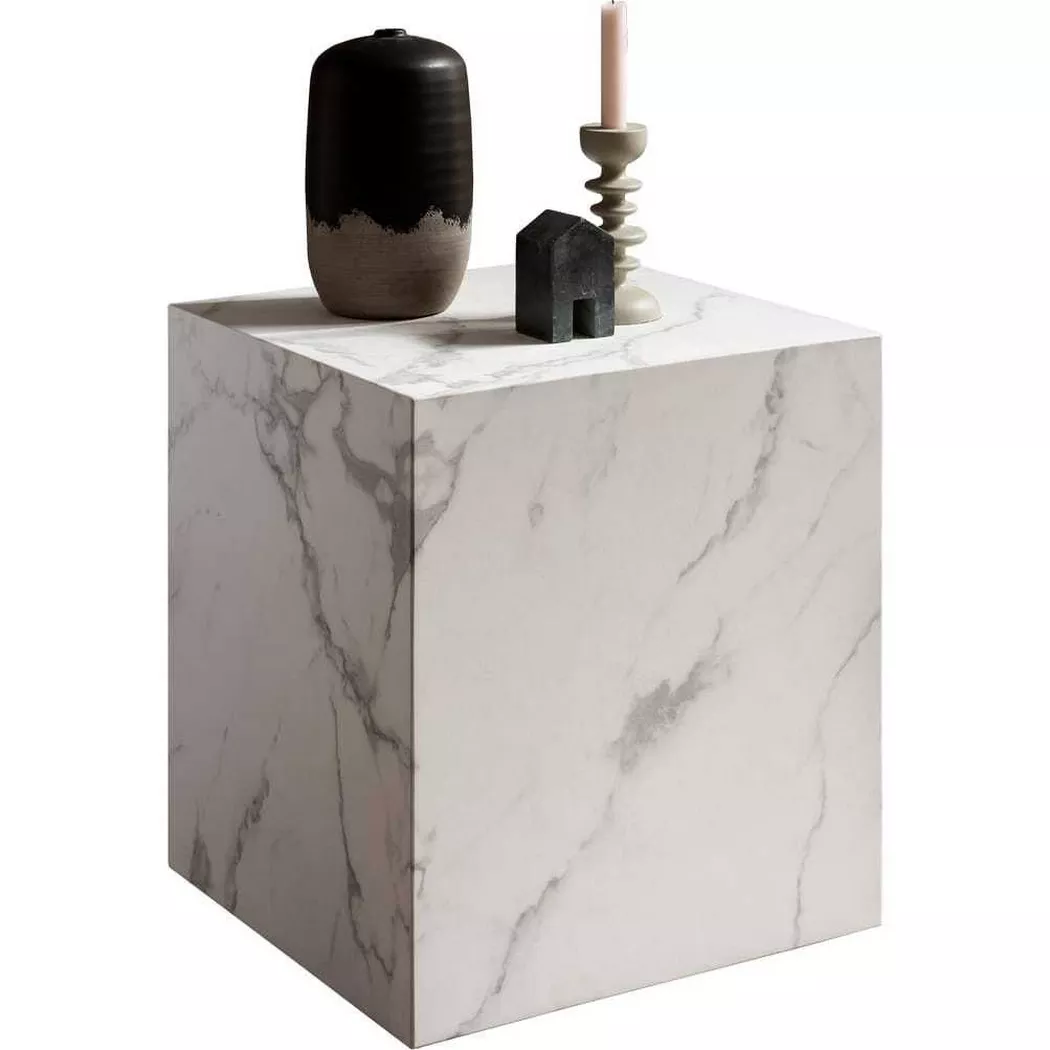 mutoni - Beistelltisch Marmoroptik weiss 45x45, One Size