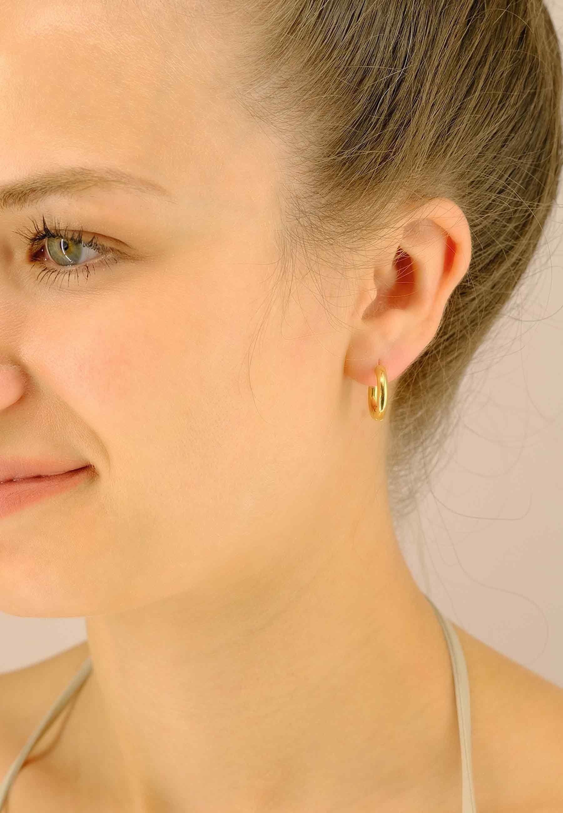 MUAU Schmuck  Charnière créole en or jaune 750 à  fil rond 16mm 