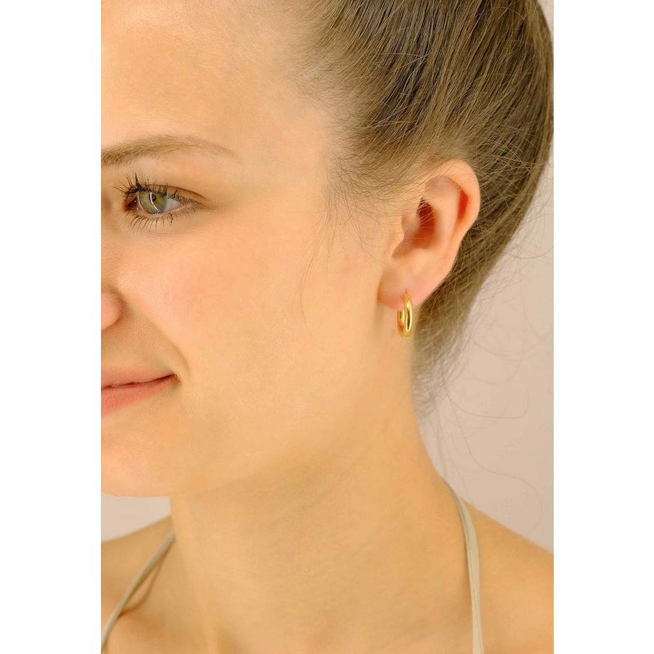 MUAU Schmuck  Charnière créole en or jaune 750 à  fil rond 16mm 