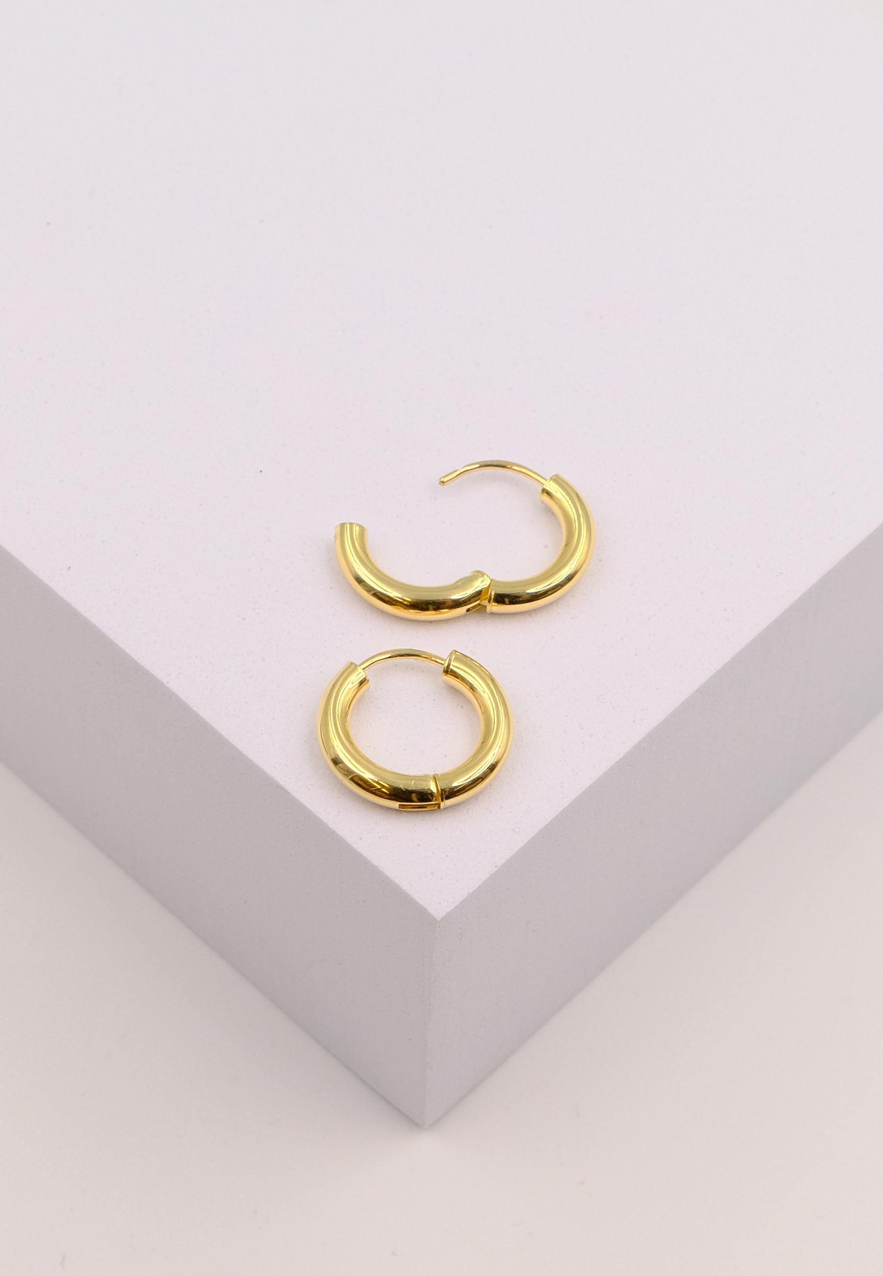 MUAU Schmuck  Charnière créole en or jaune 750 à  fil rond 16mm 