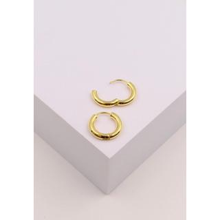 MUAU Schmuck  Charnière créole en or jaune 750 à  fil rond 16mm 