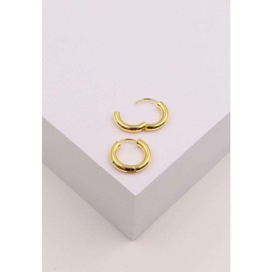 MUAU Schmuck  Charnière créole en or jaune 750 à  fil rond 16mm 