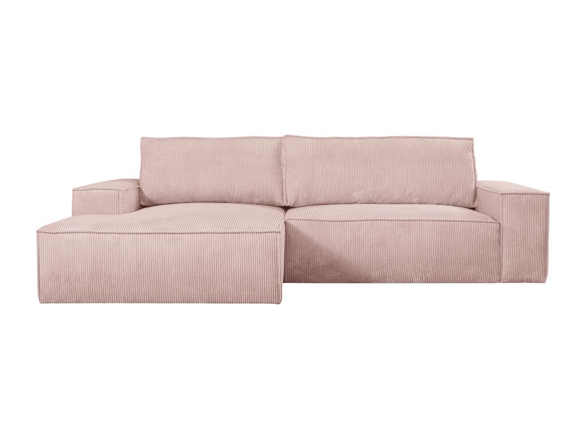 Vente-unique Ecksofa mit Schlaffunktion - Ecke links - Cord - Puderrosa - AMELIA  