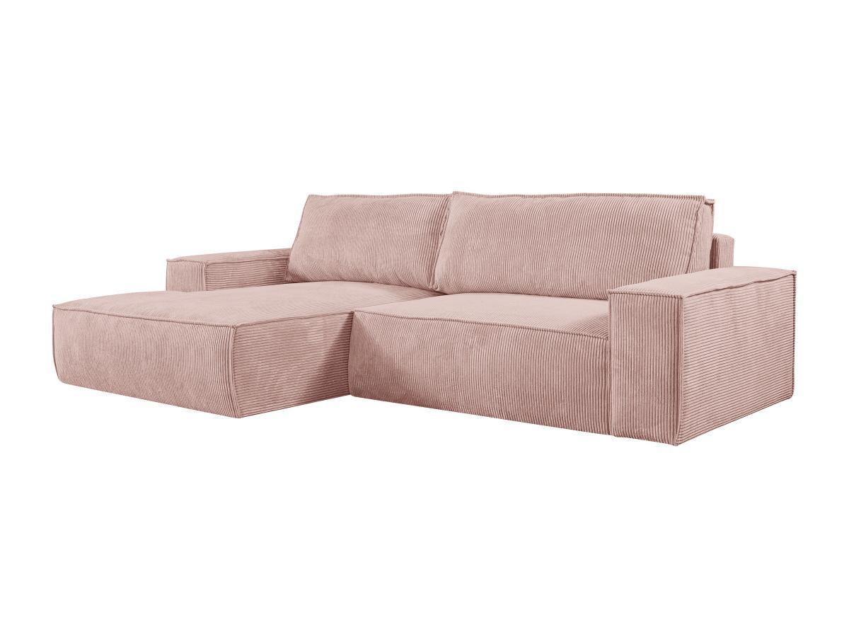 Vente-unique Ecksofa mit Schlaffunktion - Ecke links - Cord - Puderrosa - AMELIA  