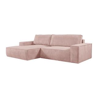 Vente-unique Ecksofa mit Schlaffunktion - Ecke links - Cord - Puderrosa - AMELIA  