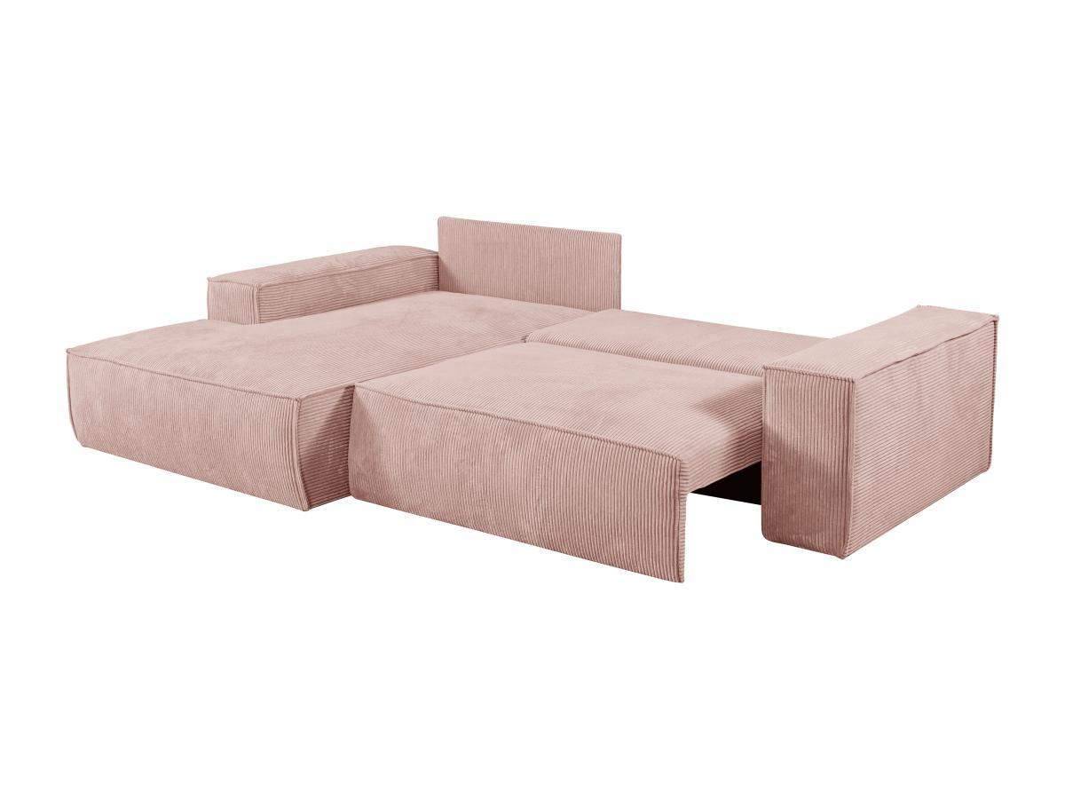 Vente-unique Ecksofa mit Schlaffunktion - Ecke links - Cord - Puderrosa - AMELIA  
