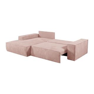 Vente-unique Ecksofa mit Schlaffunktion - Ecke links - Cord - Puderrosa - AMELIA  