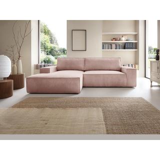 Vente-unique Ecksofa mit Schlaffunktion - Ecke links - Cord - Puderrosa - AMELIA  