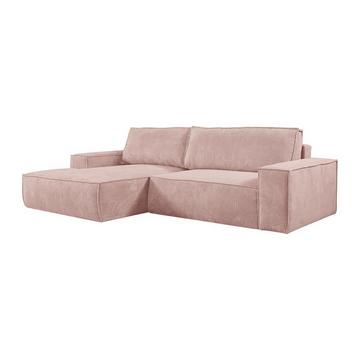 Ecksofa mit Schlaffunktion - Ecke links - Cord - Puderrosa - AMELIA