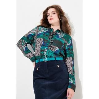 Ulla Popken  Hemdbluse, Landhausmuster, Hemdkragen, Langarm 