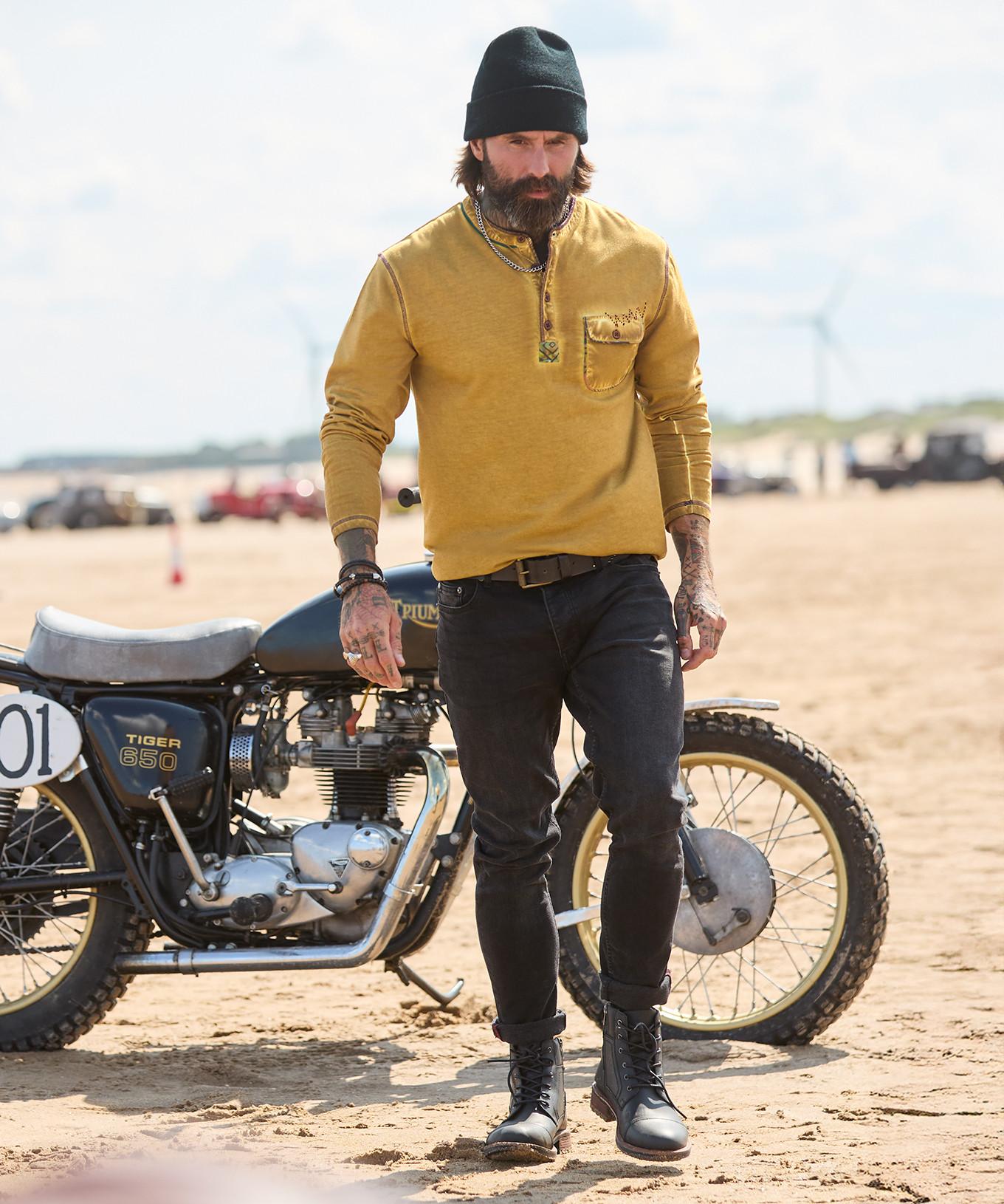 Joe Browns Langarm Henley mit Brusttasche  