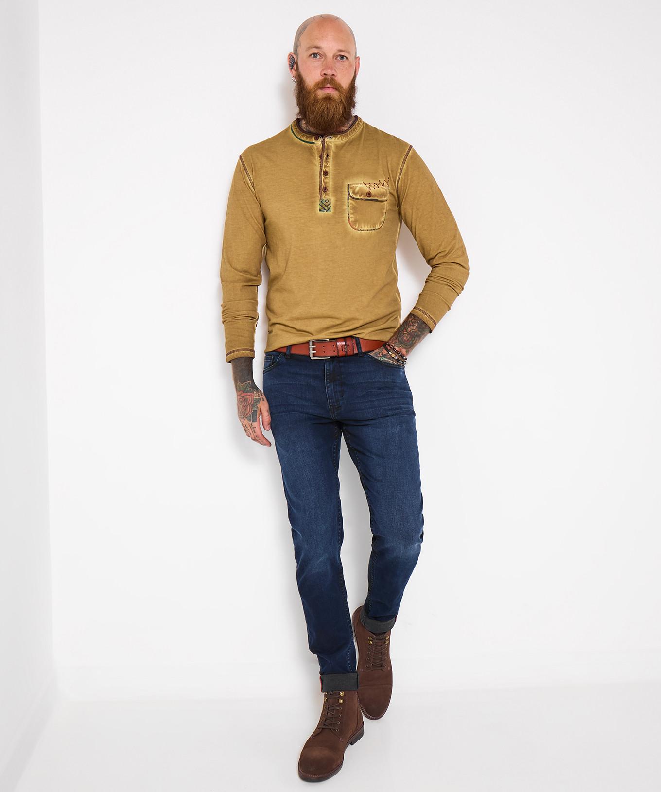 Joe Browns Langarm Henley mit Brusttasche  