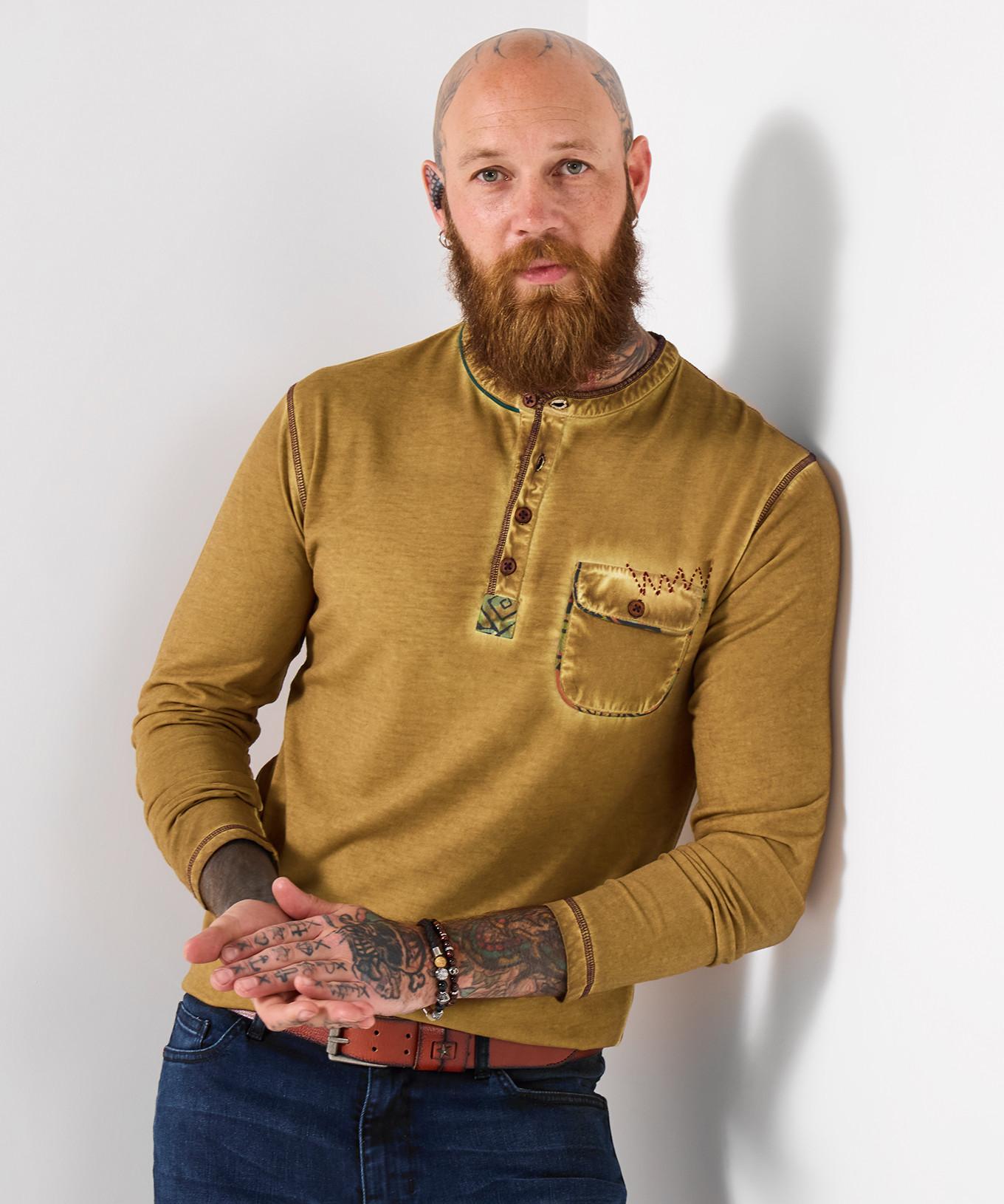 Joe Browns Langarm Henley mit Brusttasche  