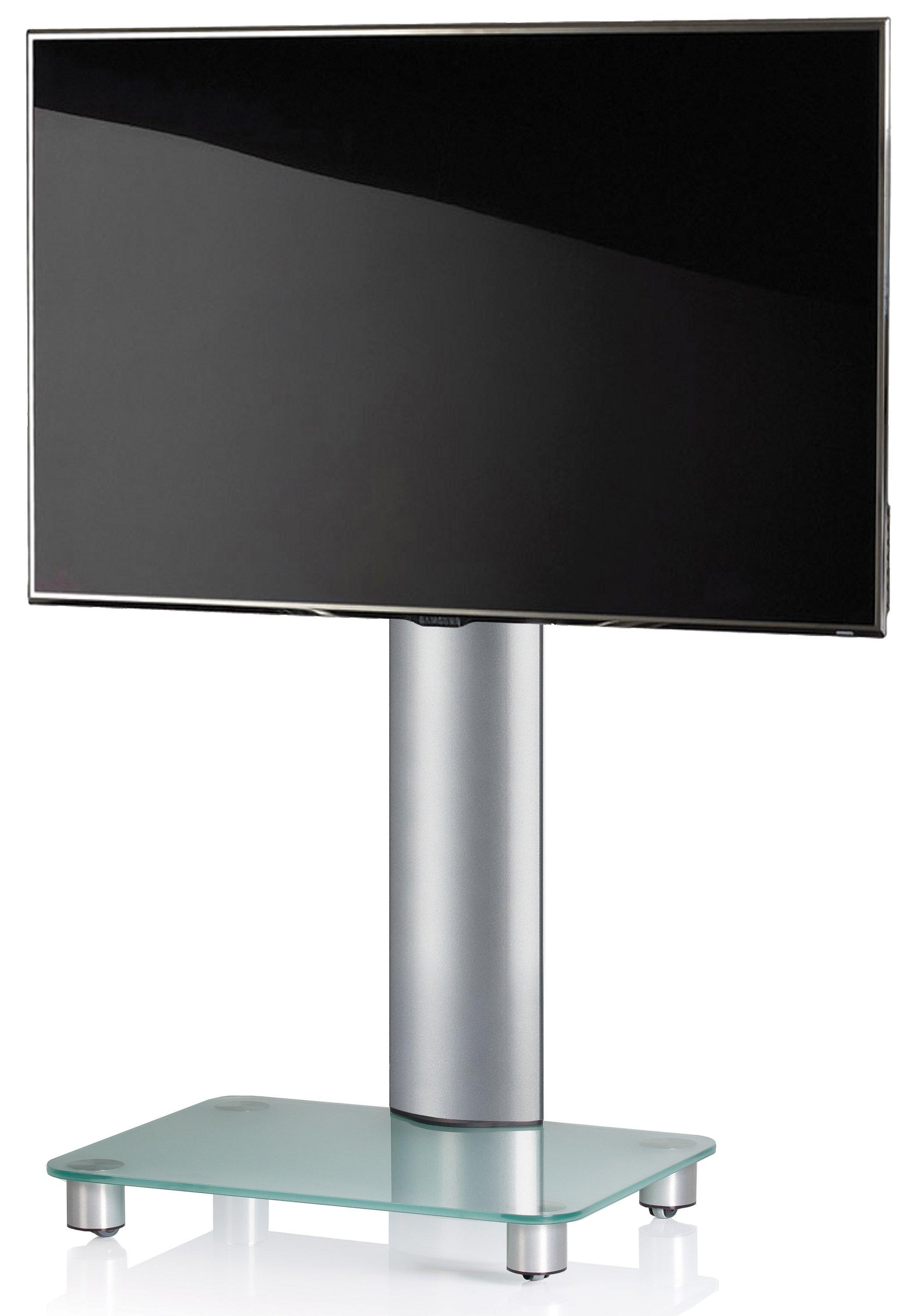 VCM TV Standfuß | Alu Fernseh Ständer rollbar | ESG-Sicherheitsglas| Maße ca. H. 100 x B. 60 x T.  44 cm - Tosal  