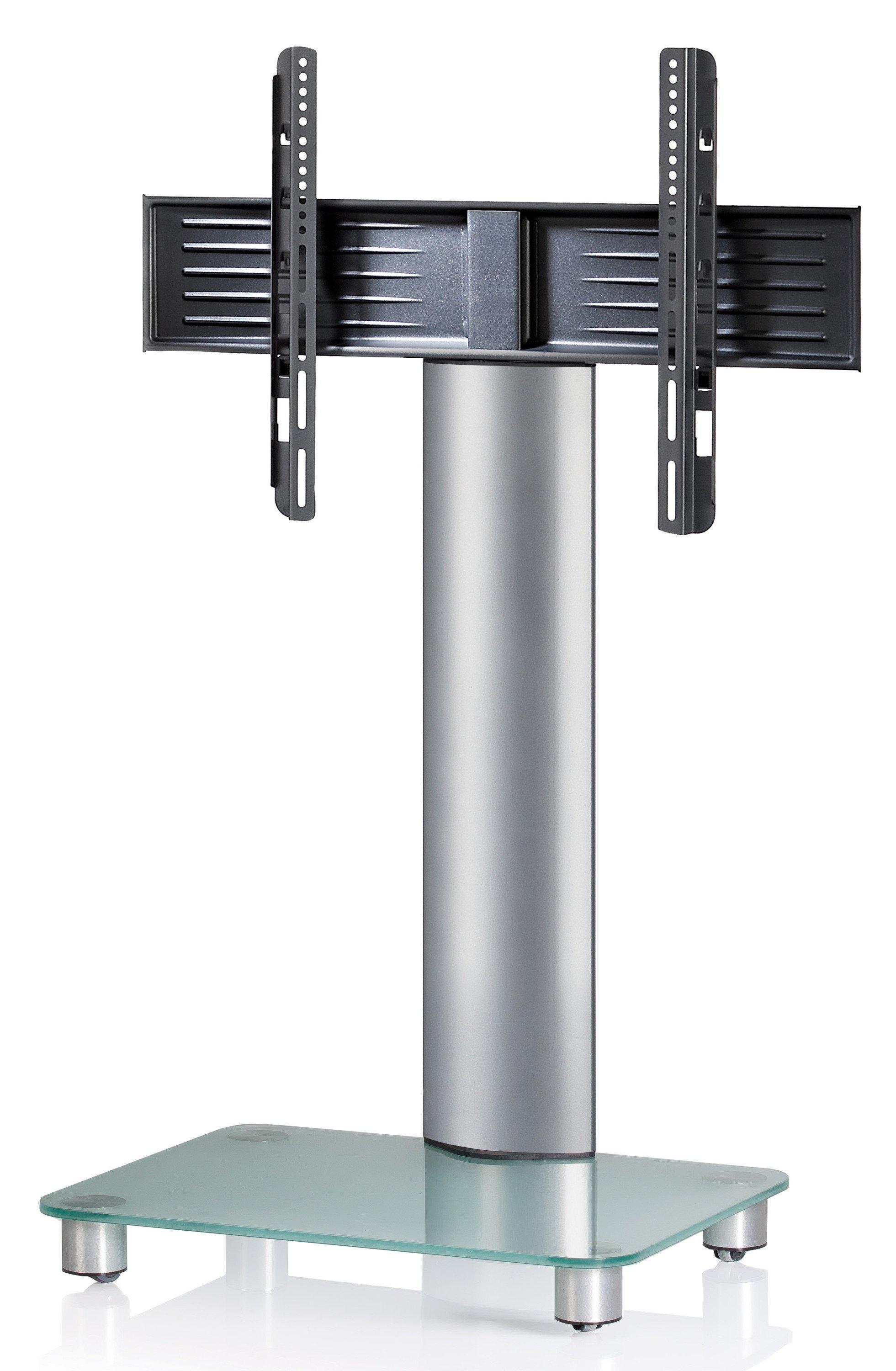 VCM TV Standfuß | Alu Fernseh Ständer rollbar | ESG-Sicherheitsglas| Maße ca. H. 100 x B. 60 x T.  44 cm - Tosal  