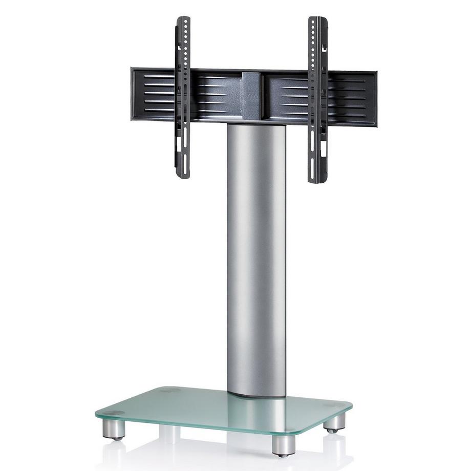 VCM TV Standfuß | Alu Fernseh Ständer rollbar | ESG-Sicherheitsglas| Maße ca. H. 100 x B. 60 x T.  44 cm - Tosal  