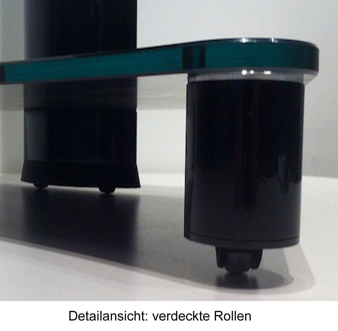 VCM TV Standfuß | Alu Fernseh Ständer rollbar | ESG-Sicherheitsglas| Maße ca. H. 100 x B. 60 x T.  44 cm - Tosal  
