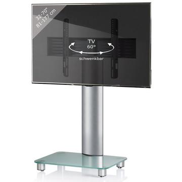 TV Standfuß | Alu Fernseh Ständer rollbar | ESG-Sicherheitsglas| Maße ca. H. 100 x B. 60 x T.  44 cm - Tosal