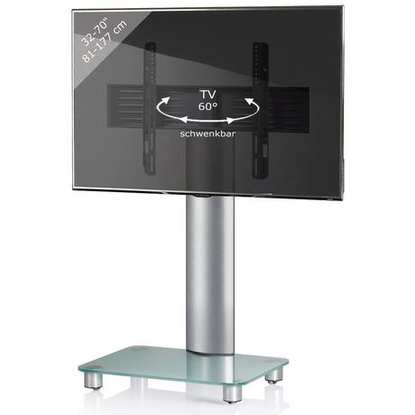 VCM TV Standfuß | Alu Fernseh Ständer rollbar | ESG-Sicherheitsglas| Maße ca. H. 100 x B. 60 x T.  44 cm - Tosal  