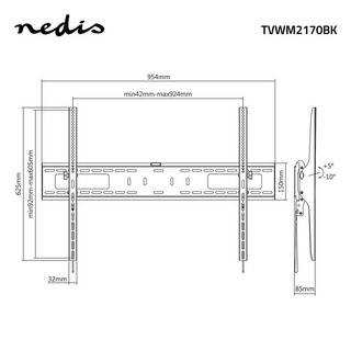 Nedis  Neigbare TV-Wandhalterung | 60-100" | Maximal unterstütztes Gewicht des Bildschirms: 75kg | Neigbar: 5° | Minimaler Wandabstand: 85mm | Stahl | Schwarz 