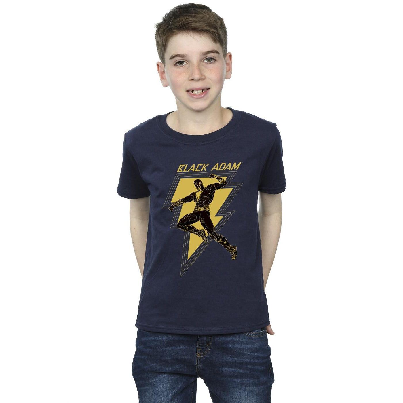 DC COMICS  Tshirt BLACK ADAM GOLDEN BOLT CHEST 