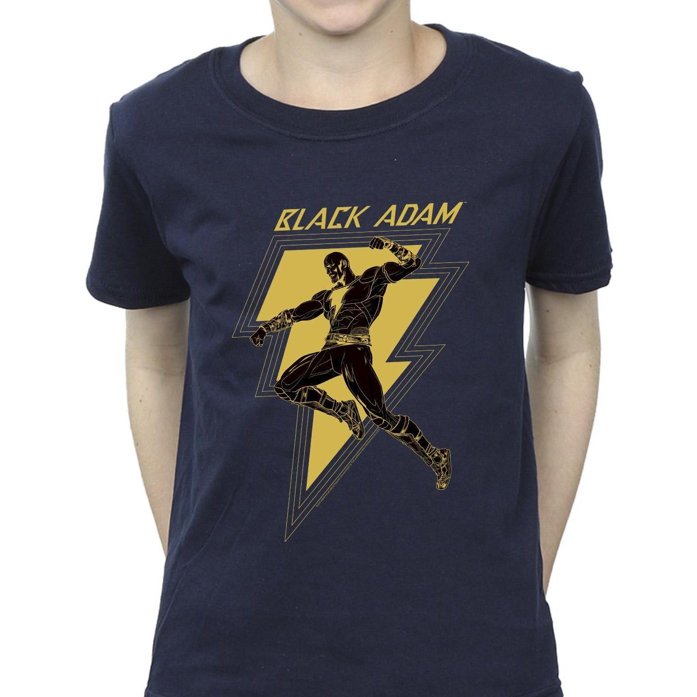 DC COMICS  Tshirt BLACK ADAM GOLDEN BOLT CHEST 