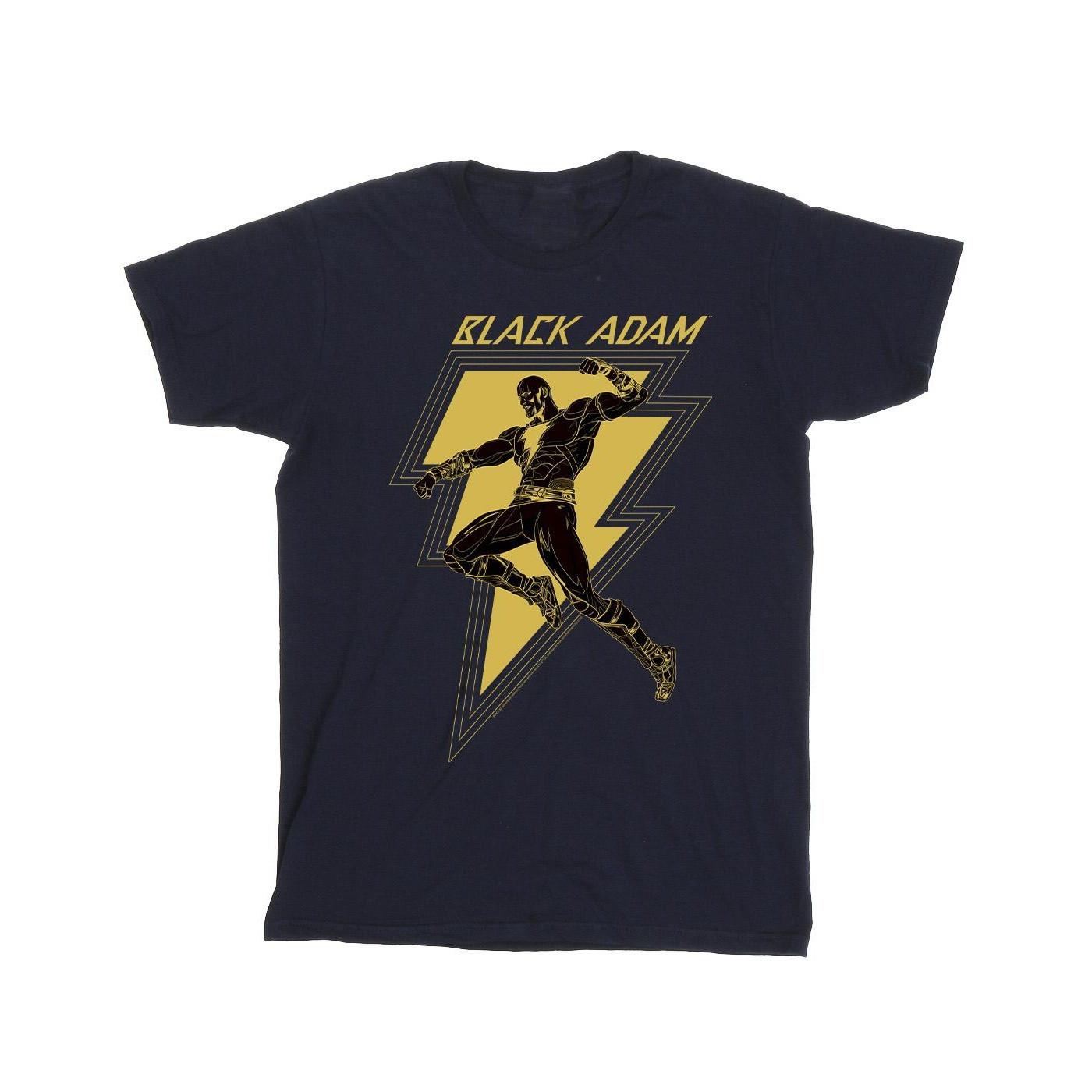 DC COMICS  Tshirt BLACK ADAM GOLDEN BOLT CHEST 