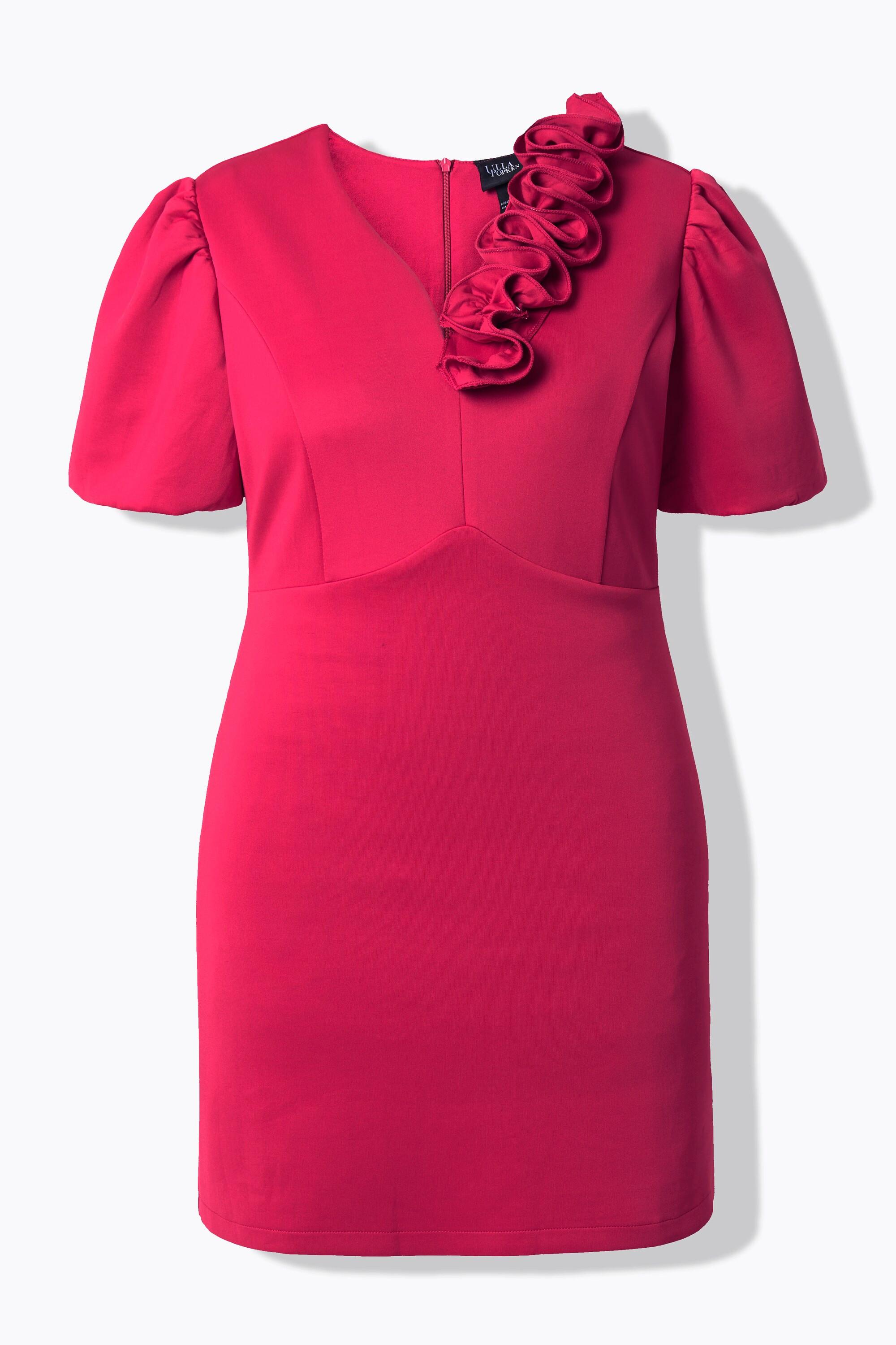 Ulla Popken Abito Bodycon Scuba Rose 3D Mezza Manica a Sbuffo  