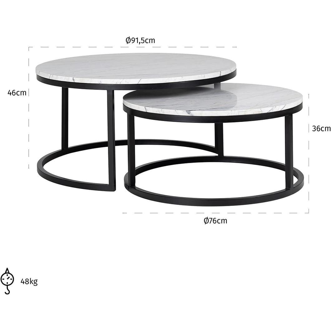 mutoni Table basse Lexington blanche 92 (lot de 2)  