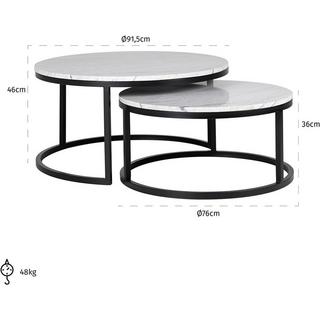 mutoni Couchtisch Lexington weiss 92 (2er-Set)  