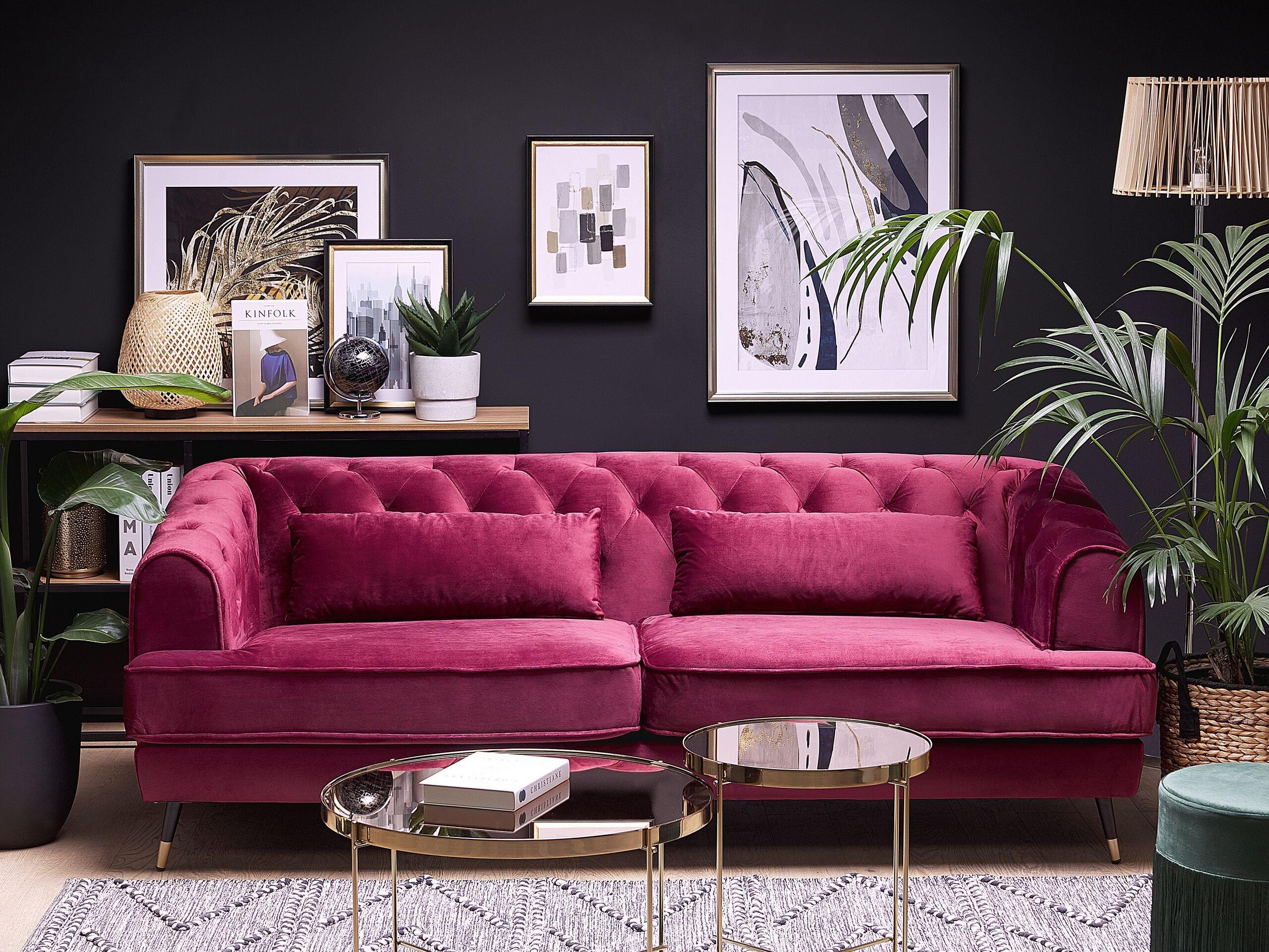 Beliani 3 Sitzer Sofa aus Samtstoff Glamourös SLETTA  