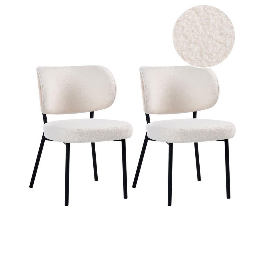 Lot de 2 chaises de salle à manger en Bouclé Scandinave WONDER