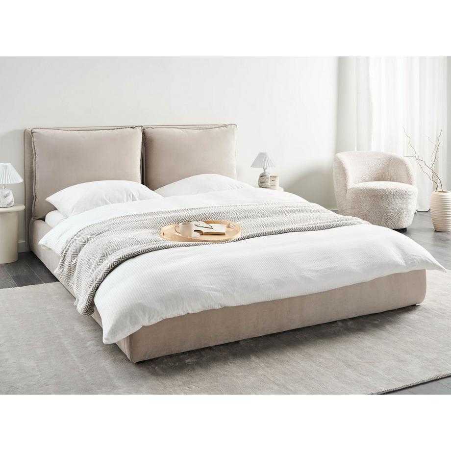 Beliani Lit à eau en Velours Scandinave BAJONNA  