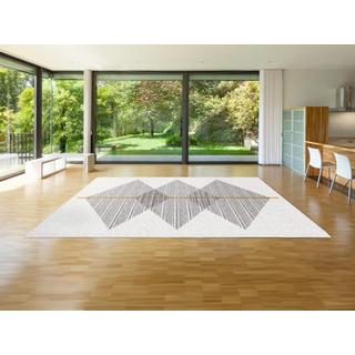 Vente-unique  Tapis géométrique - 200 x 290 cm - Blanc et gris- NIMIRIA 