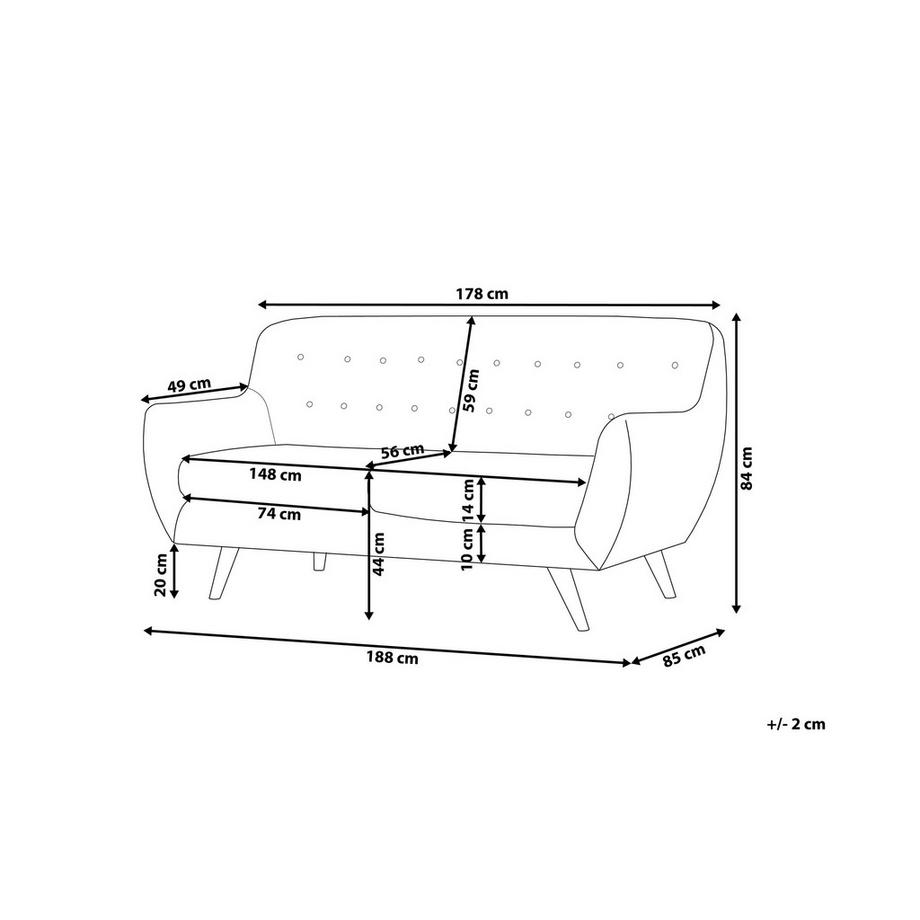 Beliani Divano 3 posti en Velluto Glamour BODO  