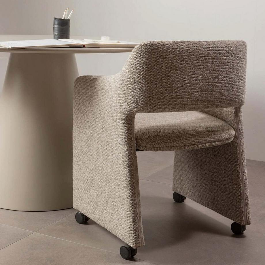 mutoni Sedia da pranzo Lyric con rotelle greige  