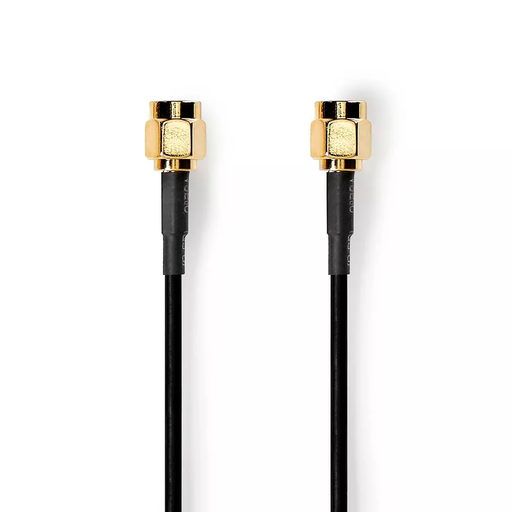 Nedis – Antennenkabel | SMA-Stecker Vergoldet 50 Ohm Einzelmantelschutz 2,00 m Rund PVC Schwarz Etikett, 0.75M